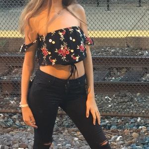 Honey punch flowered crop top